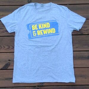 Gildan Short Sleeve Gray Tee Be Kind & Rewind Size Large